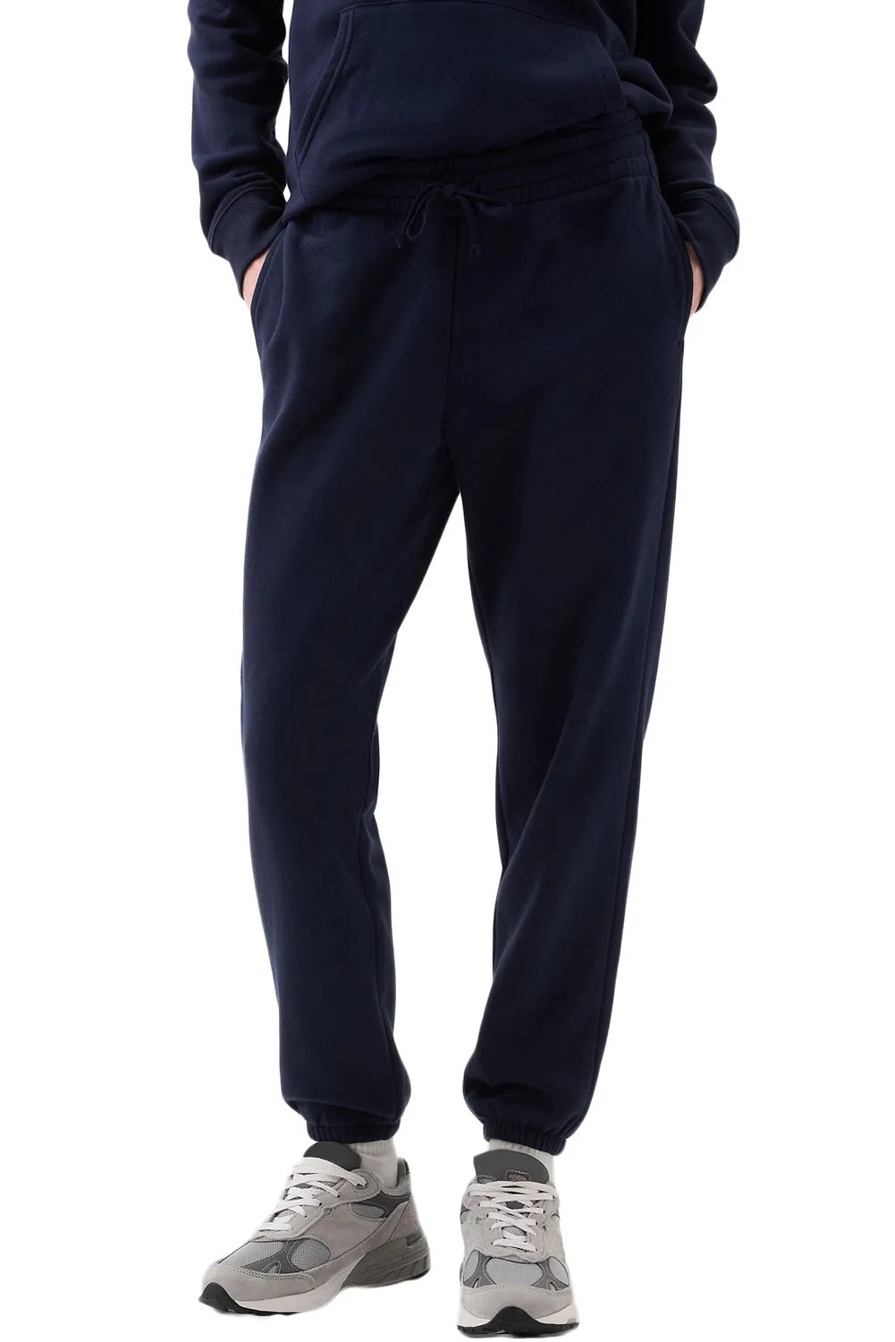 Navy Blue Solid Color Drawstring Waist Pocketed Jogger Pants