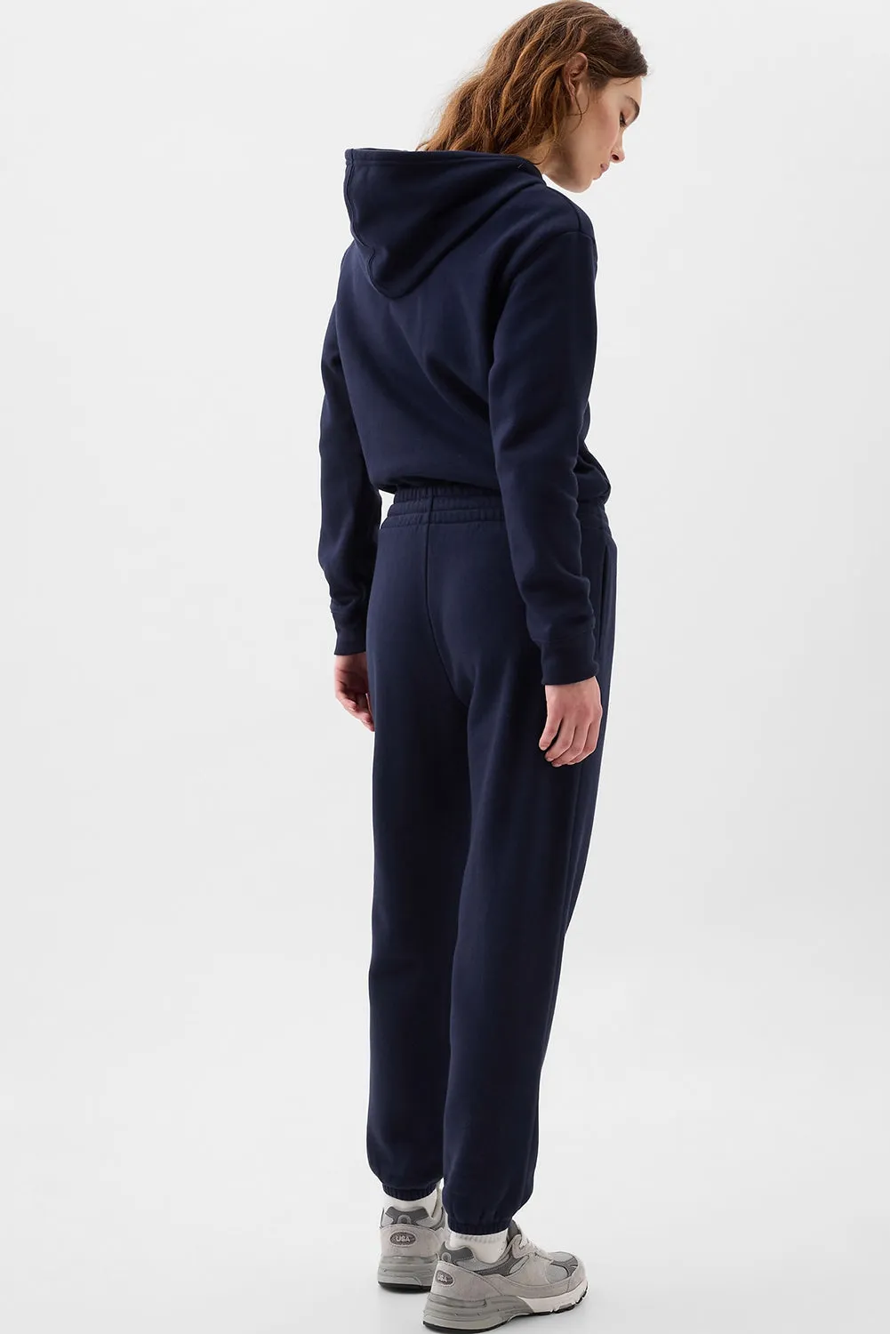 Navy Blue Solid Color Drawstring Waist Pocketed Jogger Pants