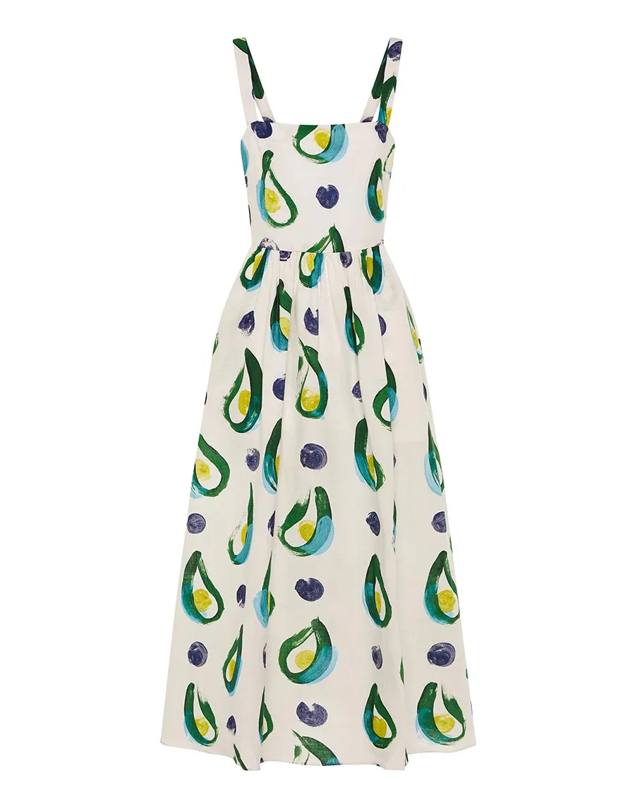 Ninet Linen Midi Dress - Cala Green