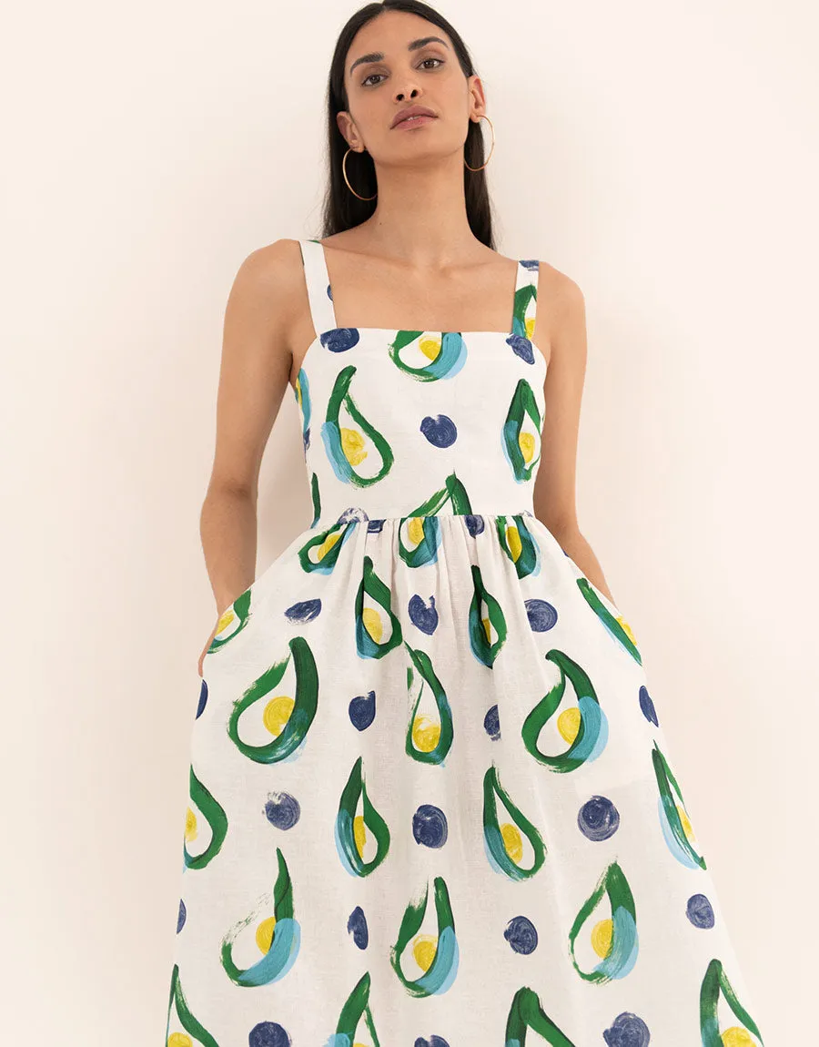Ninet Linen Midi Dress - Cala Green