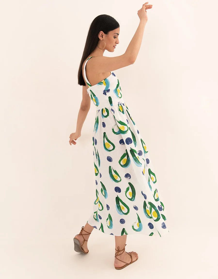 Ninet Linen Midi Dress - Cala Green