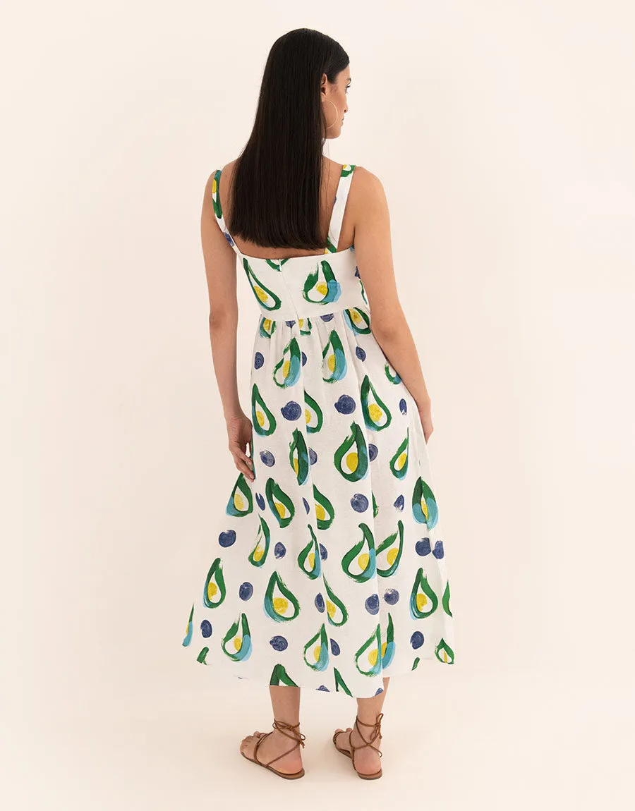Ninet Linen Midi Dress - Cala Green