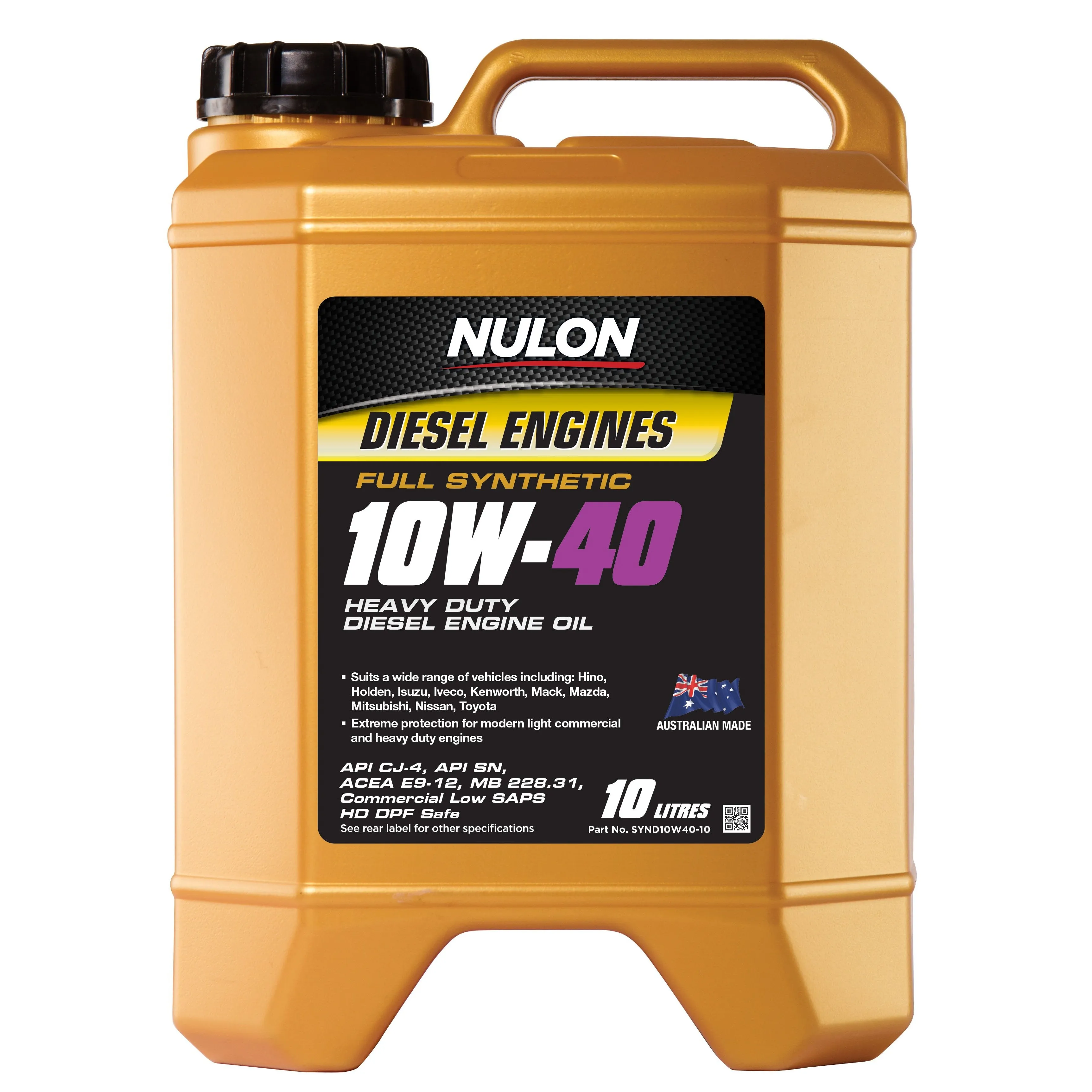 Nulon Full Synthetic 10W40 Heavy Duty Diesel Engine Oil - 10 Litre