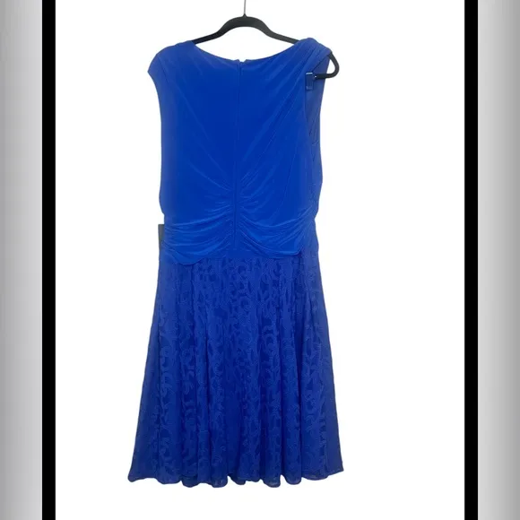 NWT Adrianna  papell Elegant Blue cowl neck Sleeveless drop waist  Dress size 16