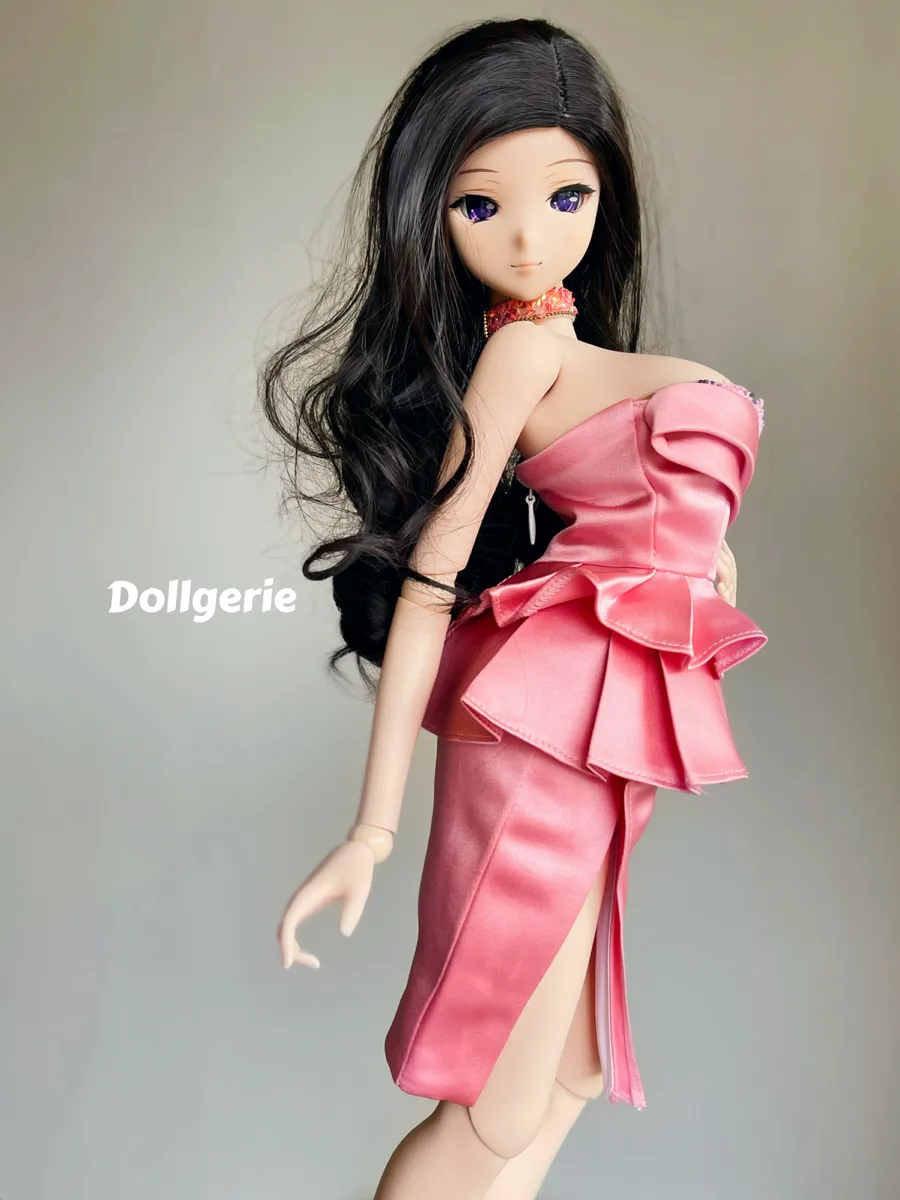 Off-Shoulder Pink Cocktail Wrap Dress for SmartDoll and DD