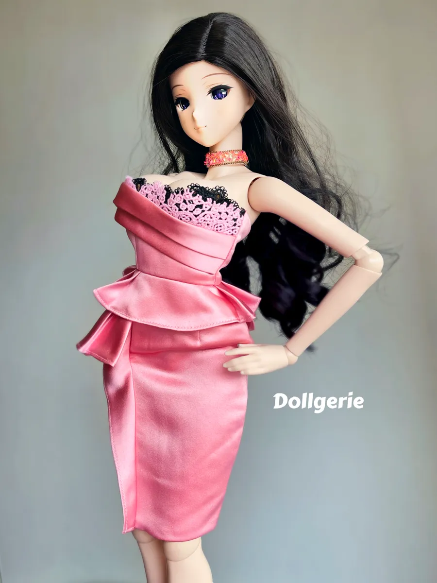Off-Shoulder Pink Cocktail Wrap Dress for SmartDoll and DD