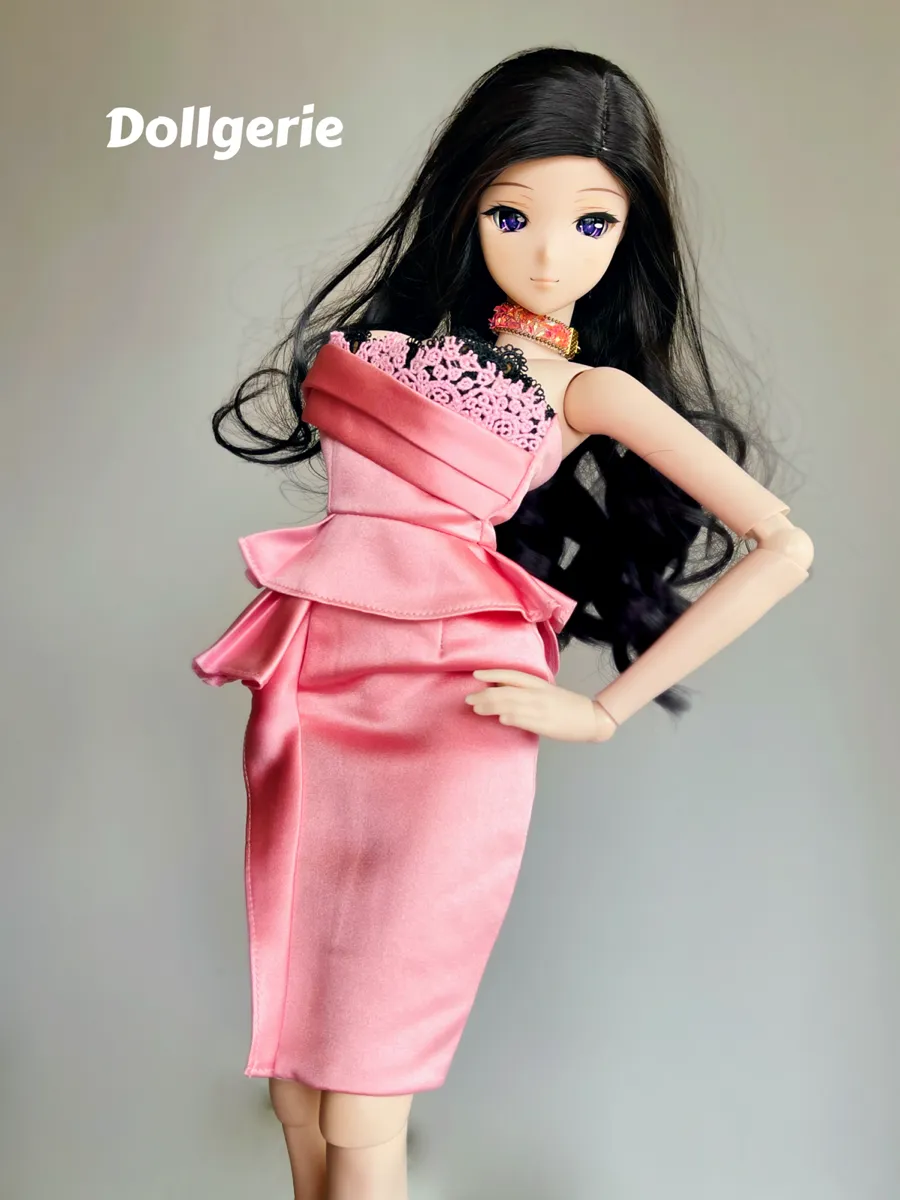 Off-Shoulder Pink Cocktail Wrap Dress for SmartDoll and DD