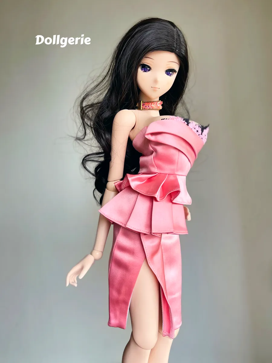 Off-Shoulder Pink Cocktail Wrap Dress for SmartDoll and DD