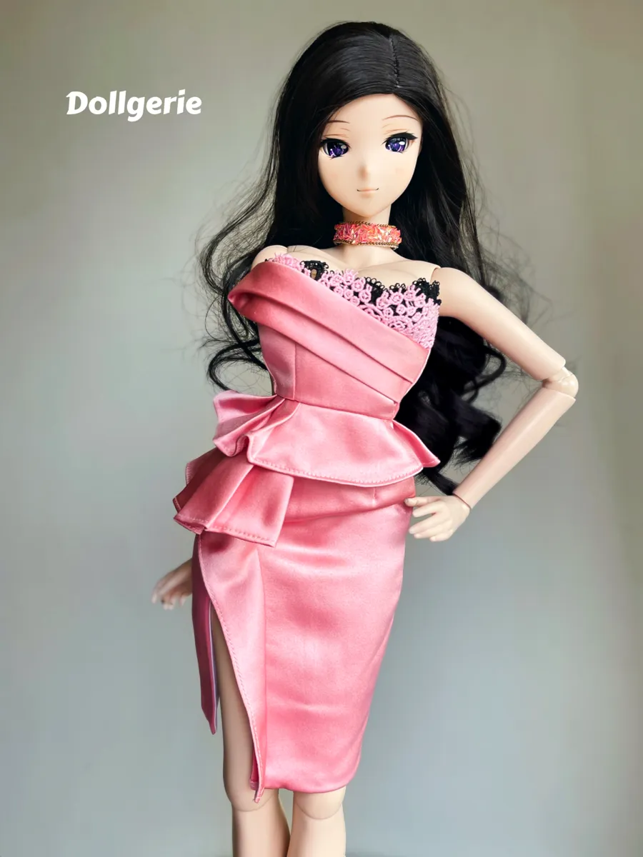 Off-Shoulder Pink Cocktail Wrap Dress for SmartDoll and DD