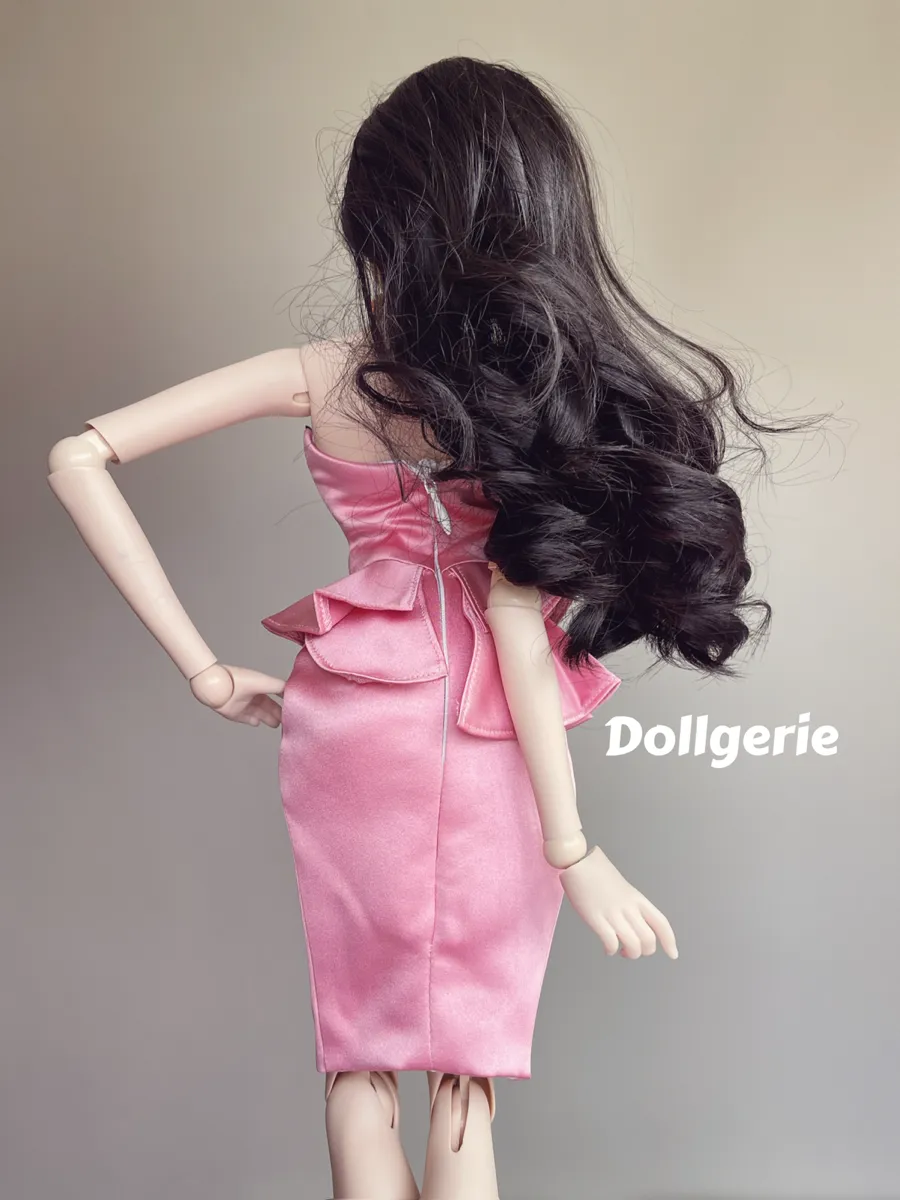 Off-Shoulder Pink Cocktail Wrap Dress for SmartDoll and DD