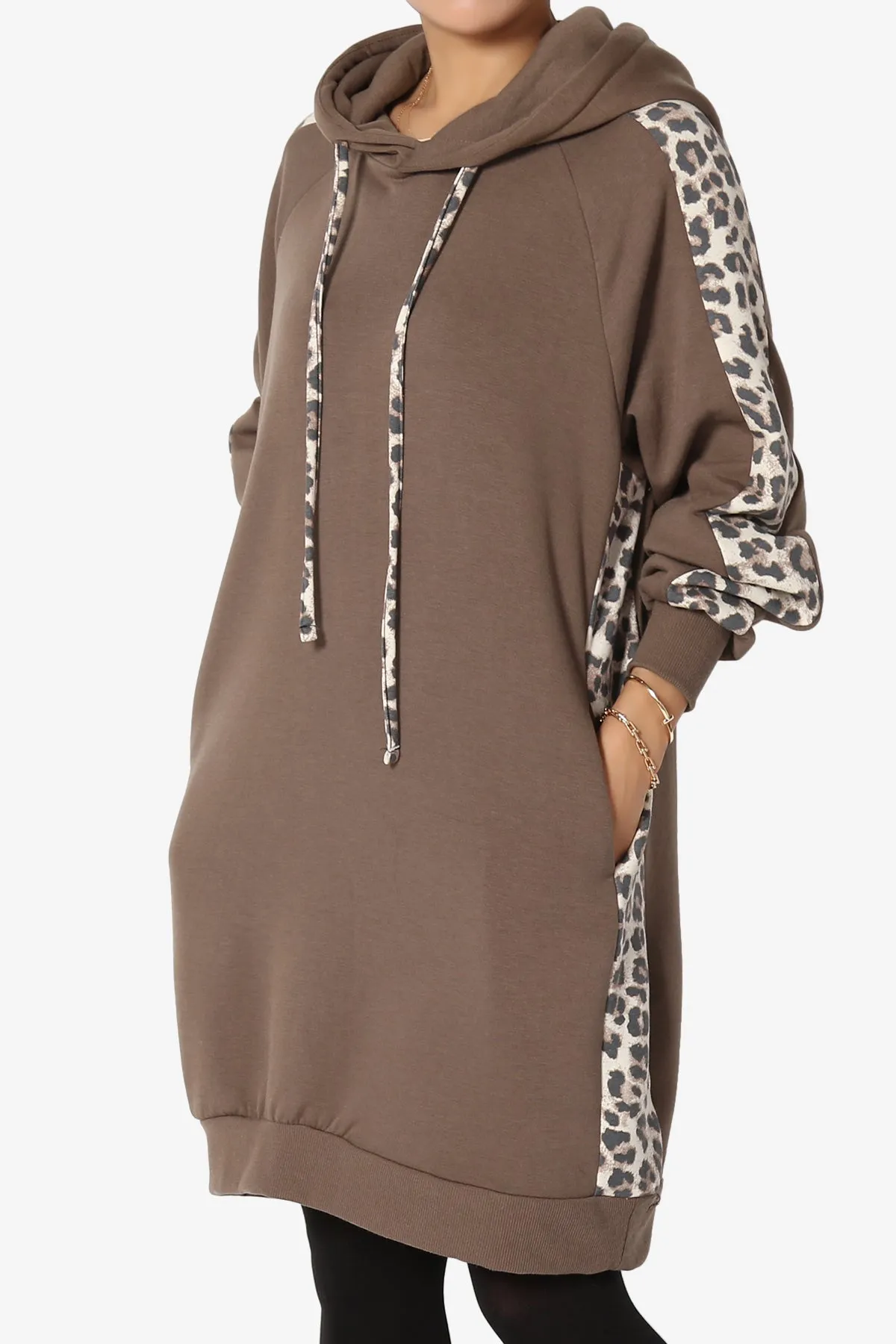 Parigi Leopard Accent Soft Longline Hoodie