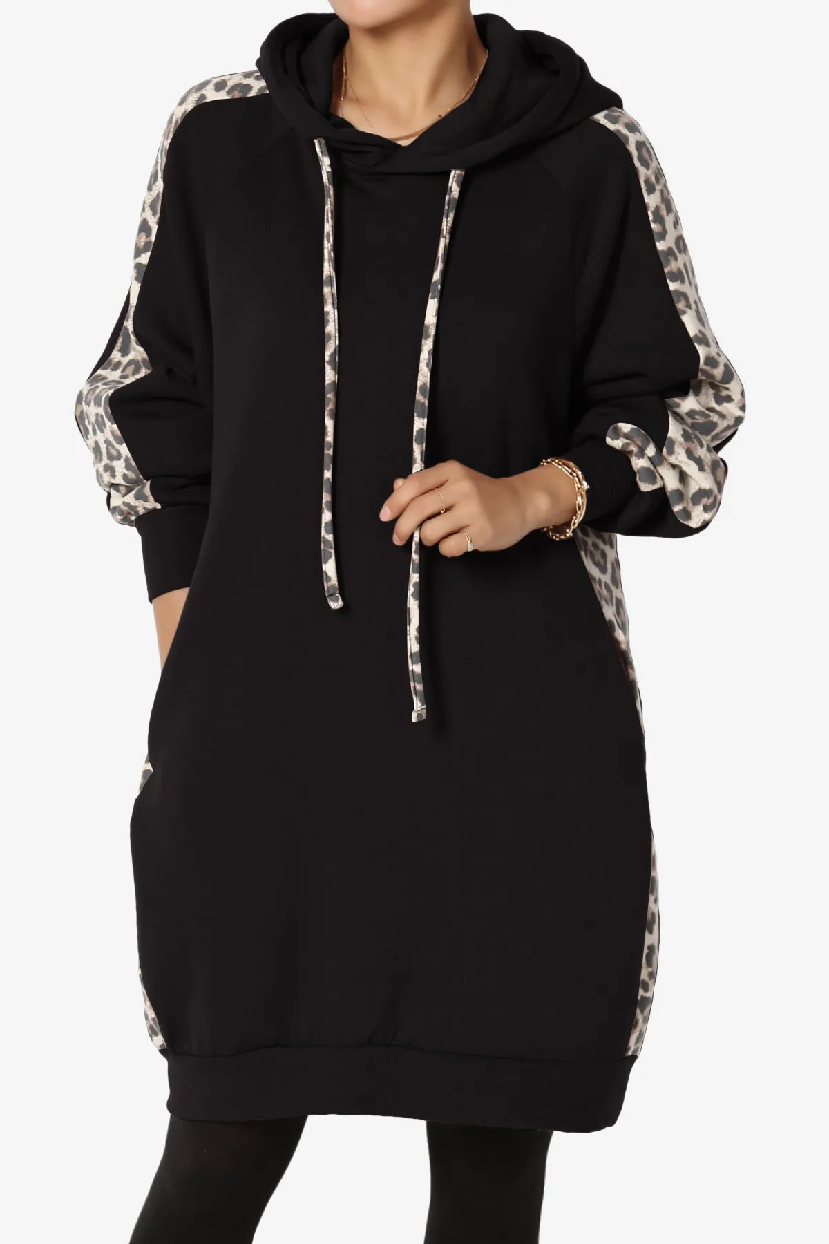Parigi Leopard Accent Soft Longline Hoodie