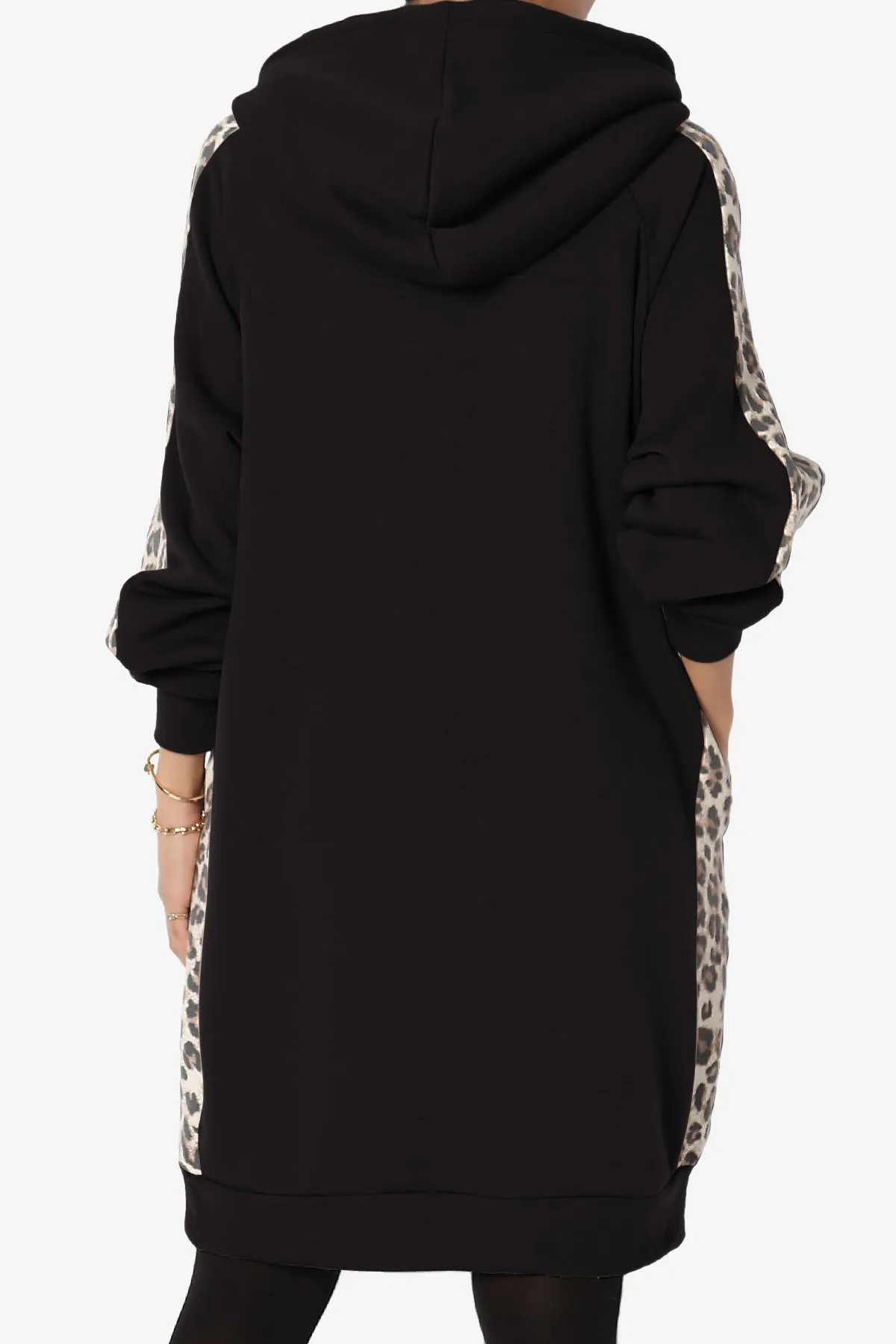 Parigi Leopard Accent Soft Longline Hoodie