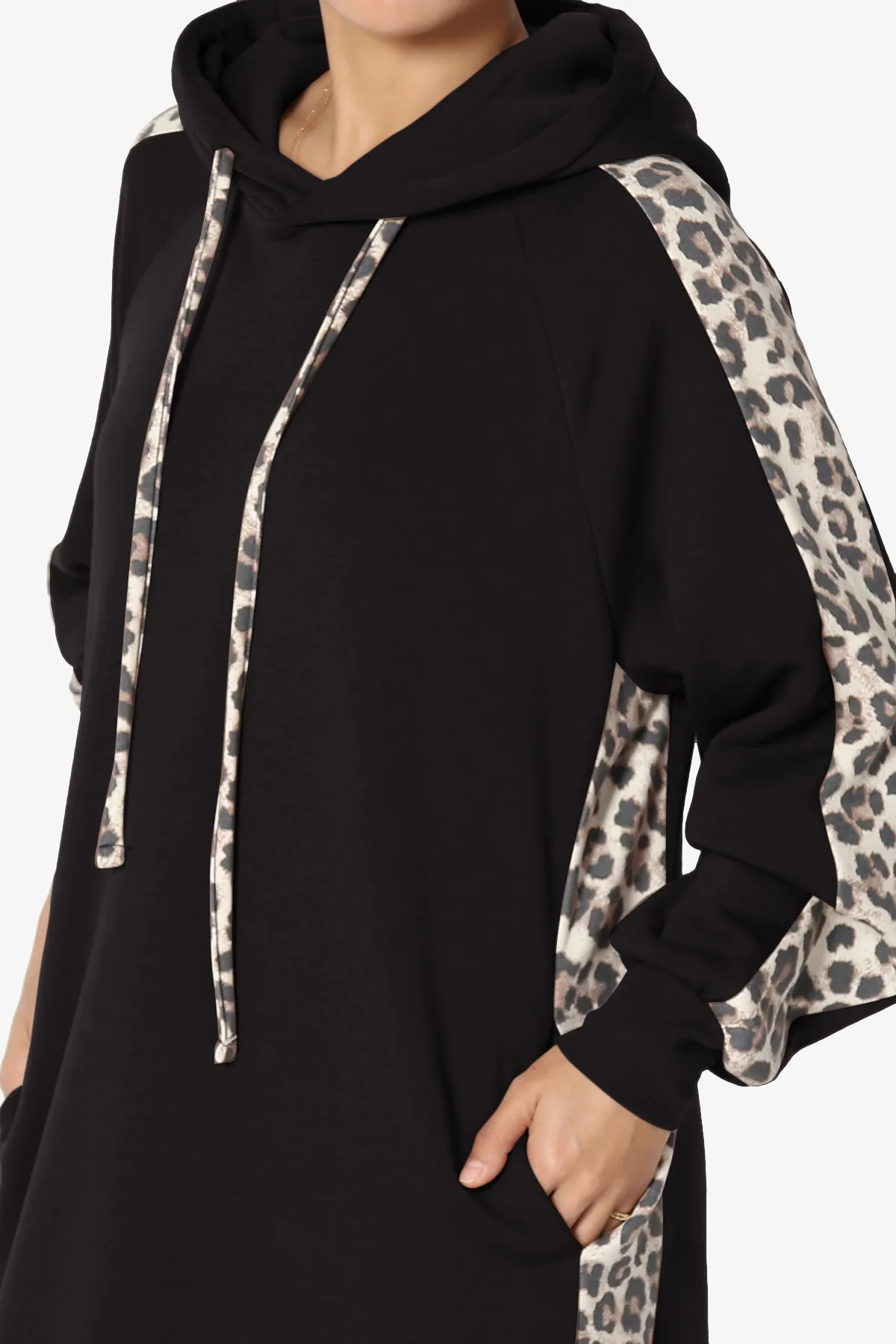 Parigi Leopard Accent Soft Longline Hoodie
