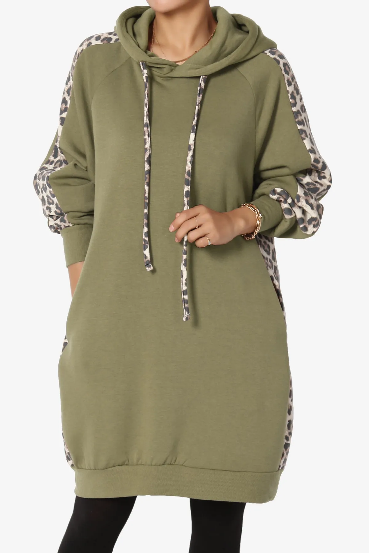 Parigi Leopard Accent Soft Longline Hoodie
