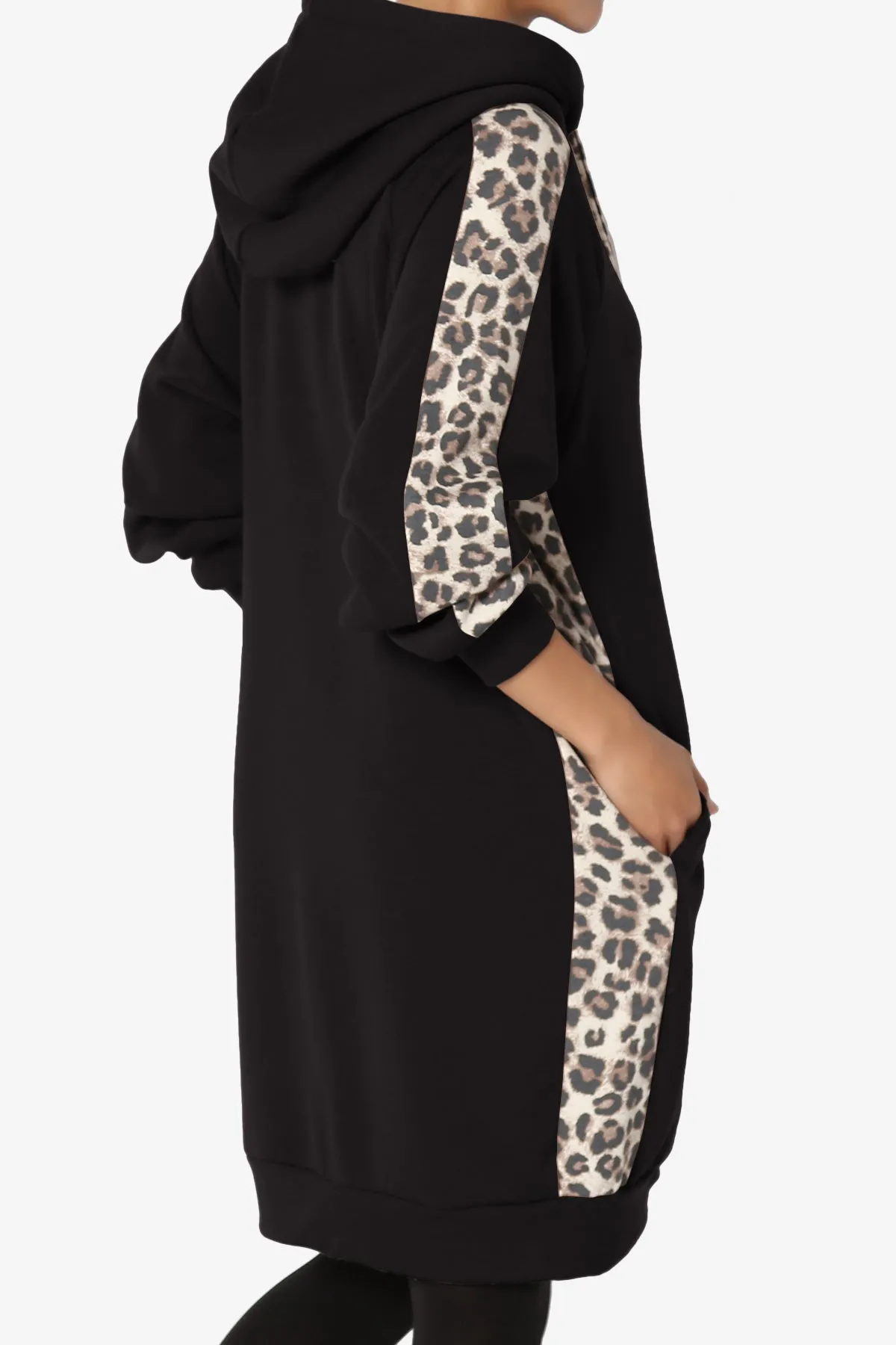 Parigi Leopard Accent Soft Longline Hoodie