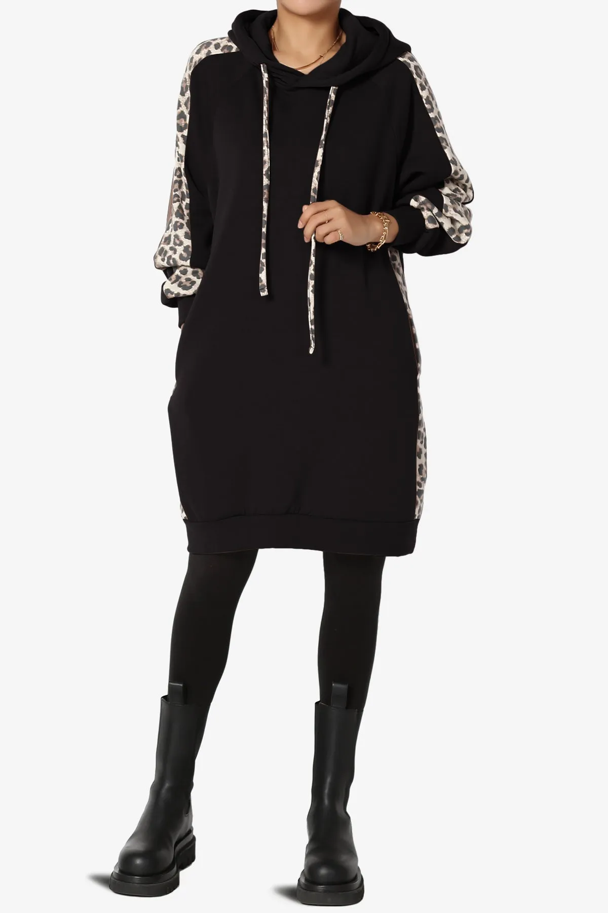 Parigi Leopard Accent Soft Longline Hoodie