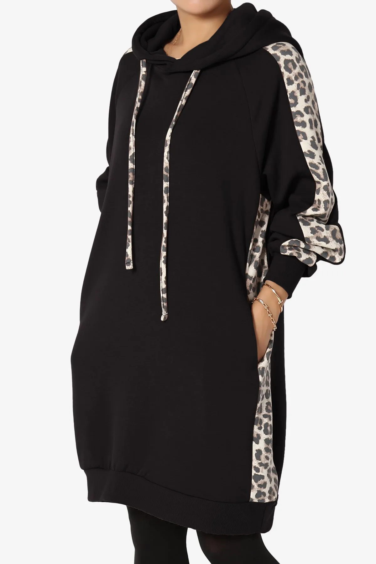 Parigi Leopard Accent Soft Longline Hoodie