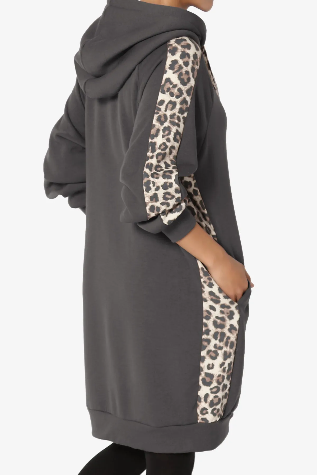 Parigi Leopard Accent Soft Longline Hoodie