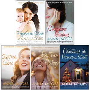 Peppercorn series 5 books set By  Anna Jacobs (Peppercorn Street, Cinnamon Gardens, Saffron Lane, Bay Tree Cottage, Christmas in Peppercorn Street)