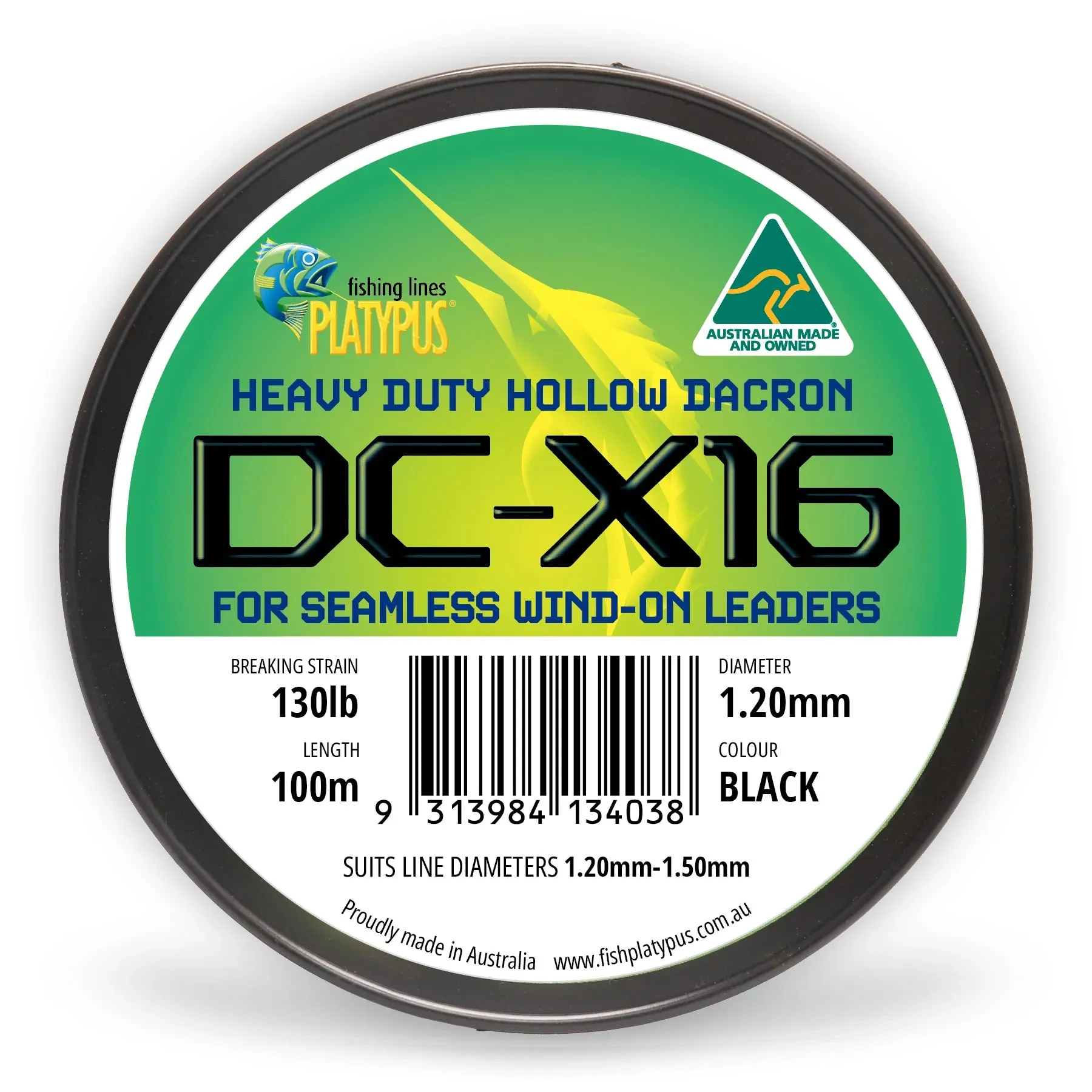 Platypus Heavy Duty Hollow Dacron DC-X16 Black 100m