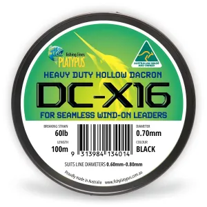 Platypus Heavy Duty Hollow Dacron DC-X16 Black 100m