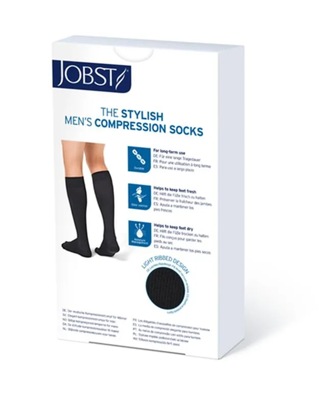 PR/1 JOBST MEDICAL LEG WEAR, MEN, KNEE HIGH, RIBBED, 20-30MMHG, MD, KHAKI, CLOSED TOE