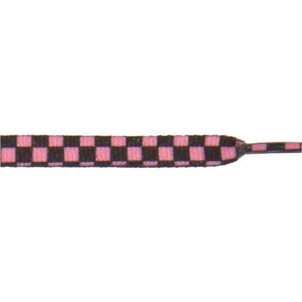 Printed 3/8" Flat Laces - Black/Pink Checked (1 Pair Pack) Shoelaces
