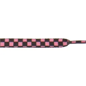 Printed 3/8" Flat Laces - Black/Pink Checked (1 Pair Pack) Shoelaces