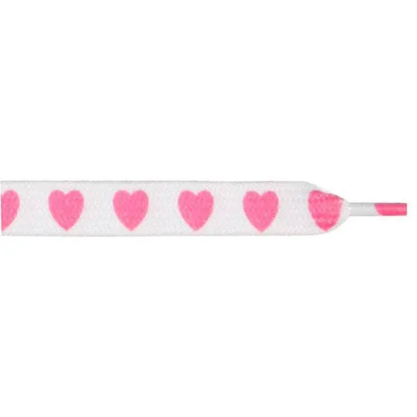 Printed 3/8" Flat Laces - Pink Heart (1 Pair Pack) Shoelaces