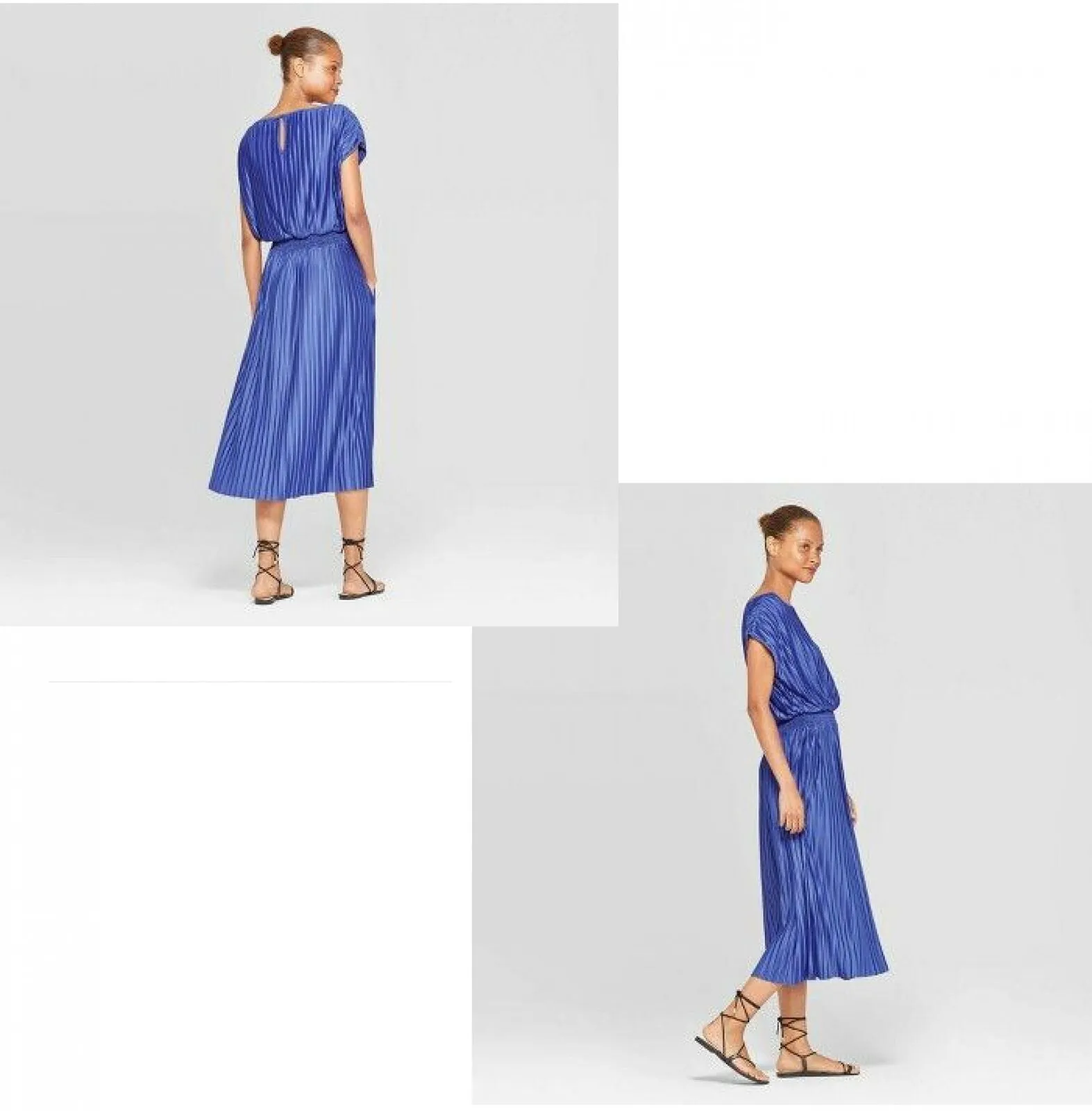 Prologue Women's Short Sleeve Boat Neck Pleated Cinched Waist Dress