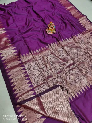 Purple Designer Banarasi Soft Silk Saree