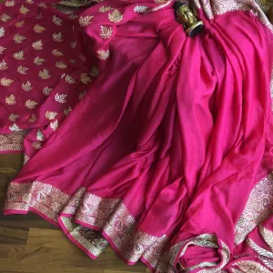 Rani Pink Banrasi Bandhani Traditional Saree