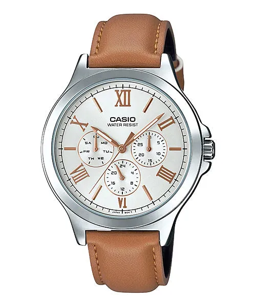 Reloj casual correa de cuero MTP-V300L-7A2
