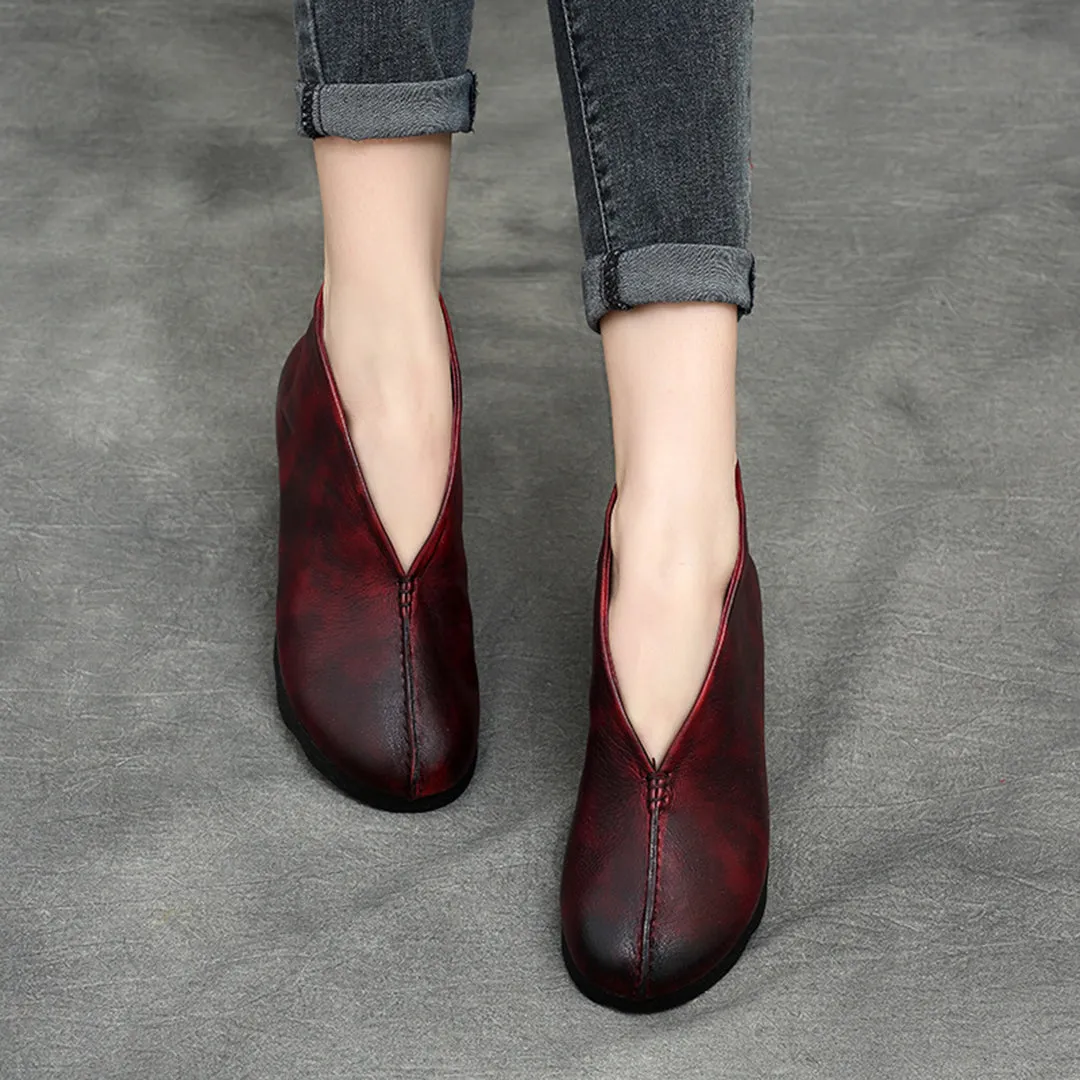 Retro Simple Spliced Leather Shoes