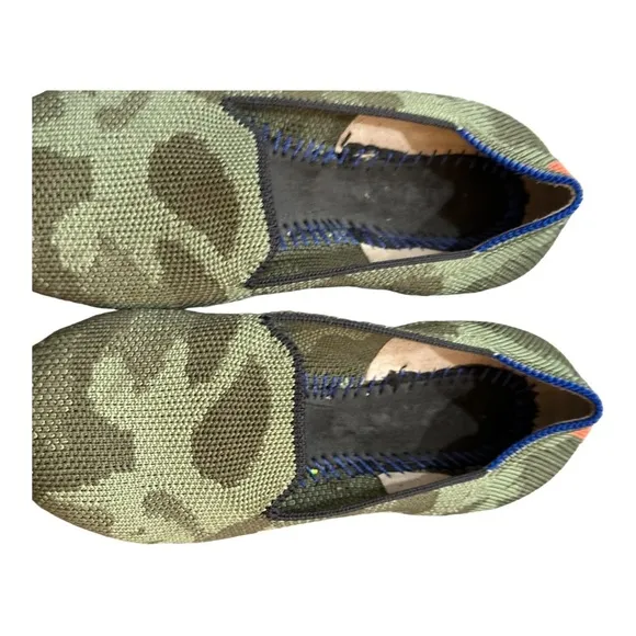 Rothys The Kids Loafer Classic Olive Camo Slip On Flats Shoes Size 12