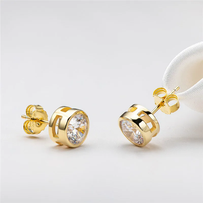 Round Cut Created White Diamond Stud Earrings