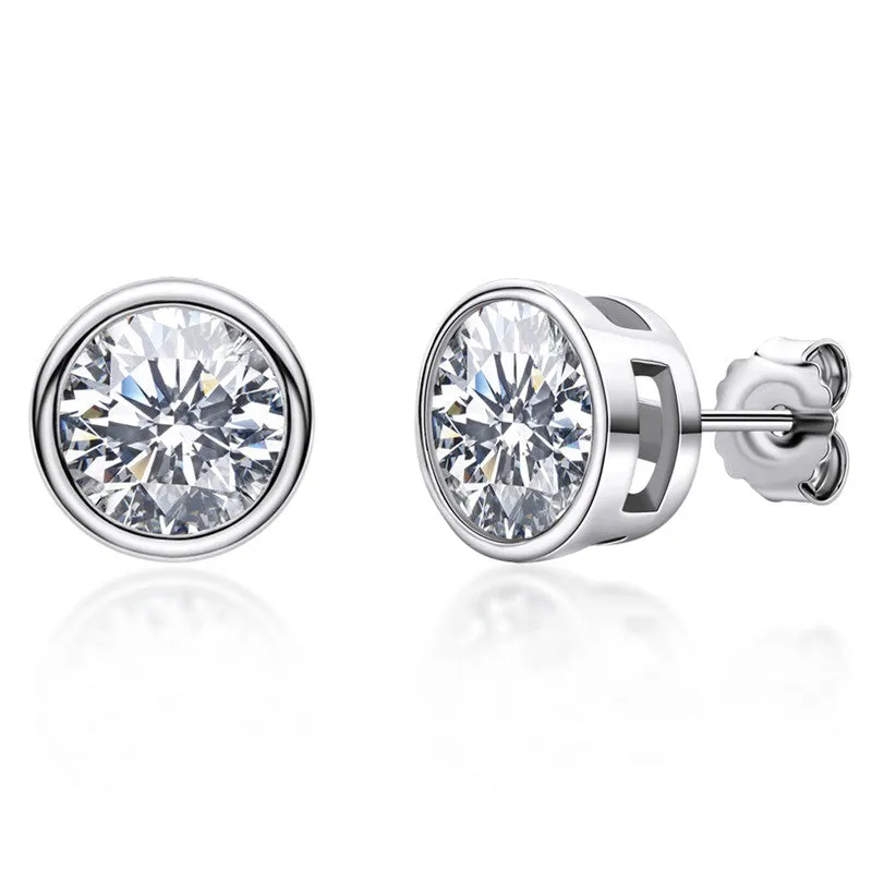 Round Cut Created White Diamond Stud Earrings