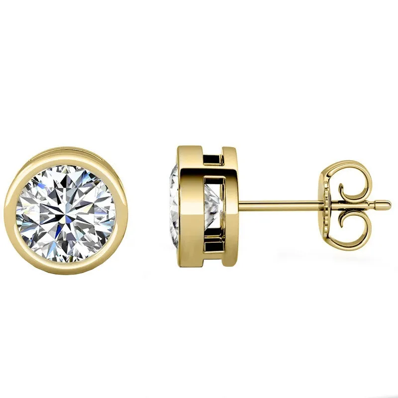 Round Cut Created White Diamond Stud Earrings