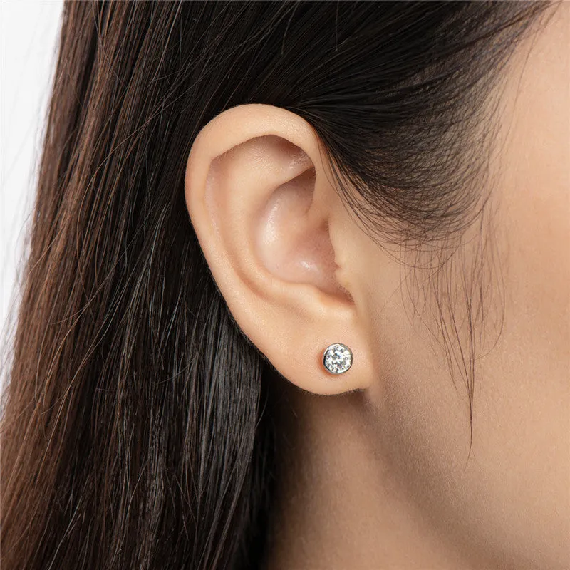 Round Cut Created White Diamond Stud Earrings