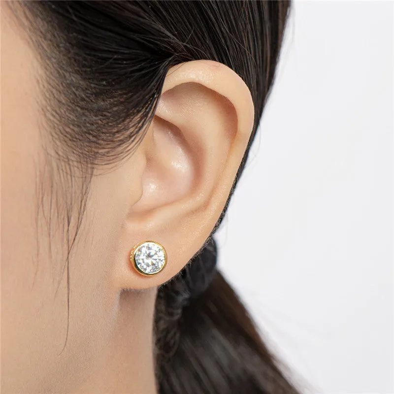 Round Cut Created White Diamond Stud Earrings