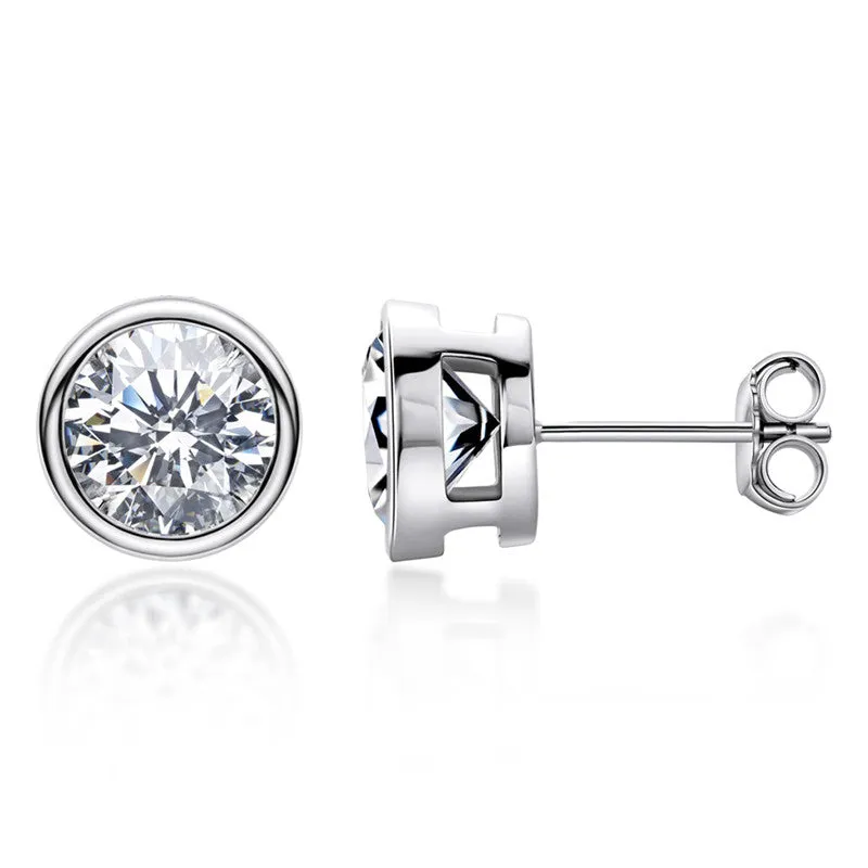 Round Cut Created White Diamond Stud Earrings