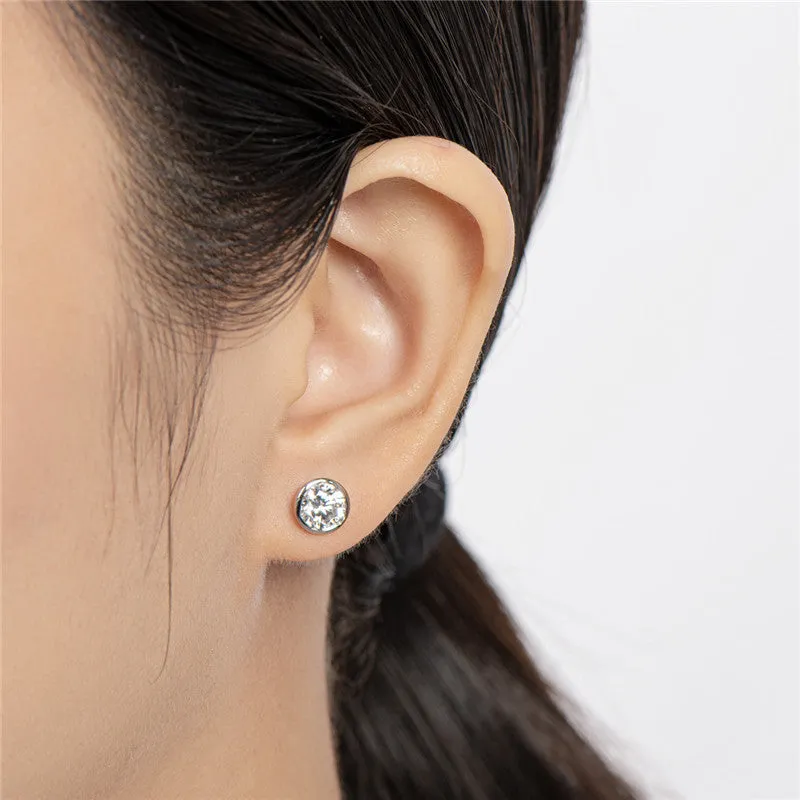 Round Cut Created White Diamond Stud Earrings
