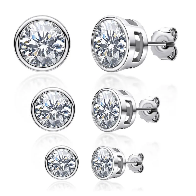 Round Cut Created White Diamond Stud Earrings