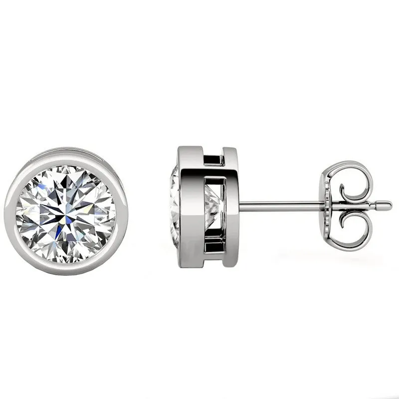 Round Cut Created White Diamond Stud Earrings