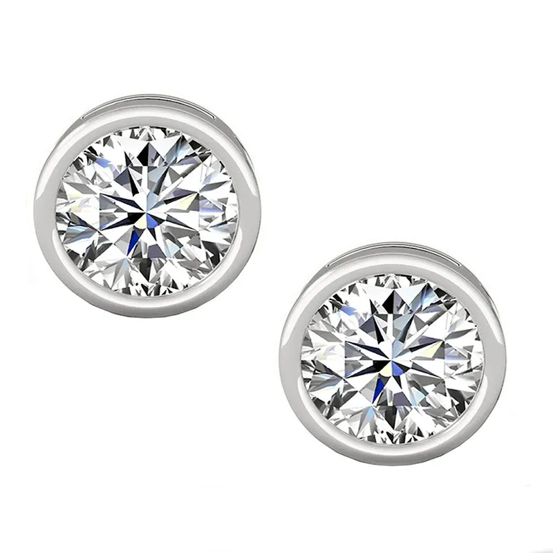 Round Cut Created White Diamond Stud Earrings