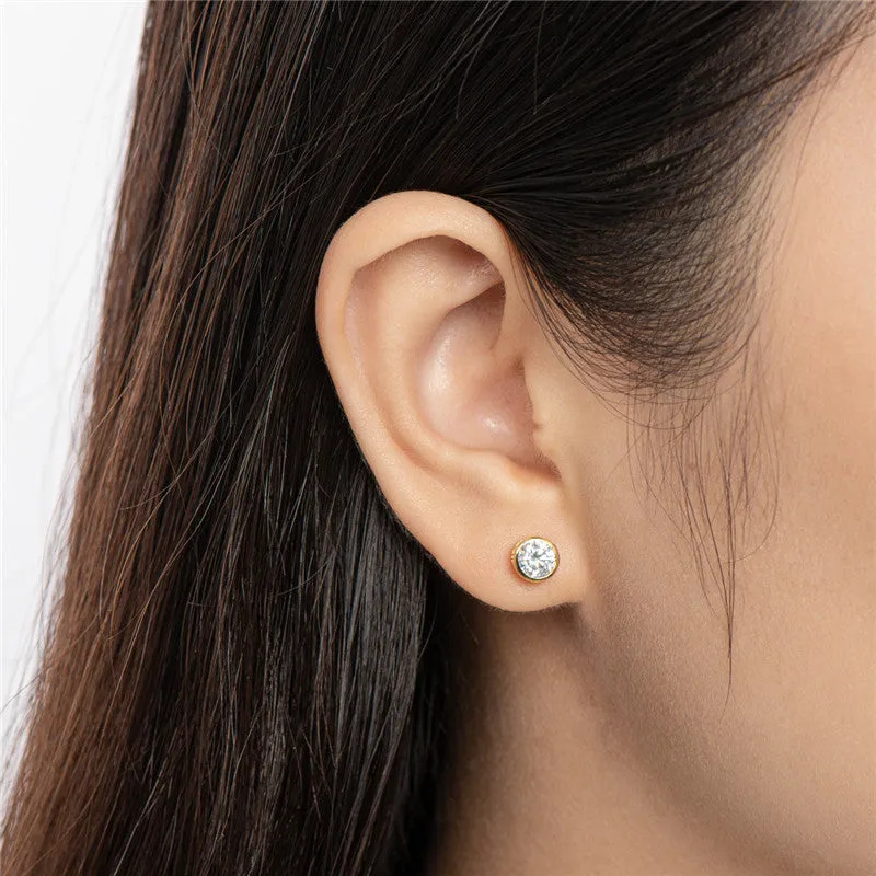 Round Cut Created White Diamond Stud Earrings