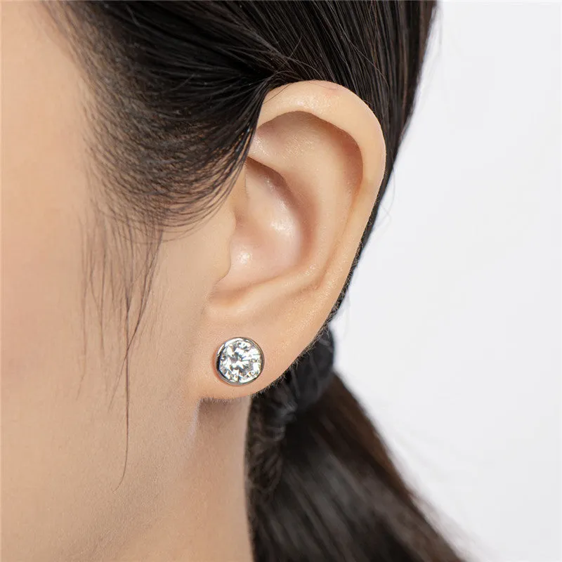 Round Cut Created White Diamond Stud Earrings