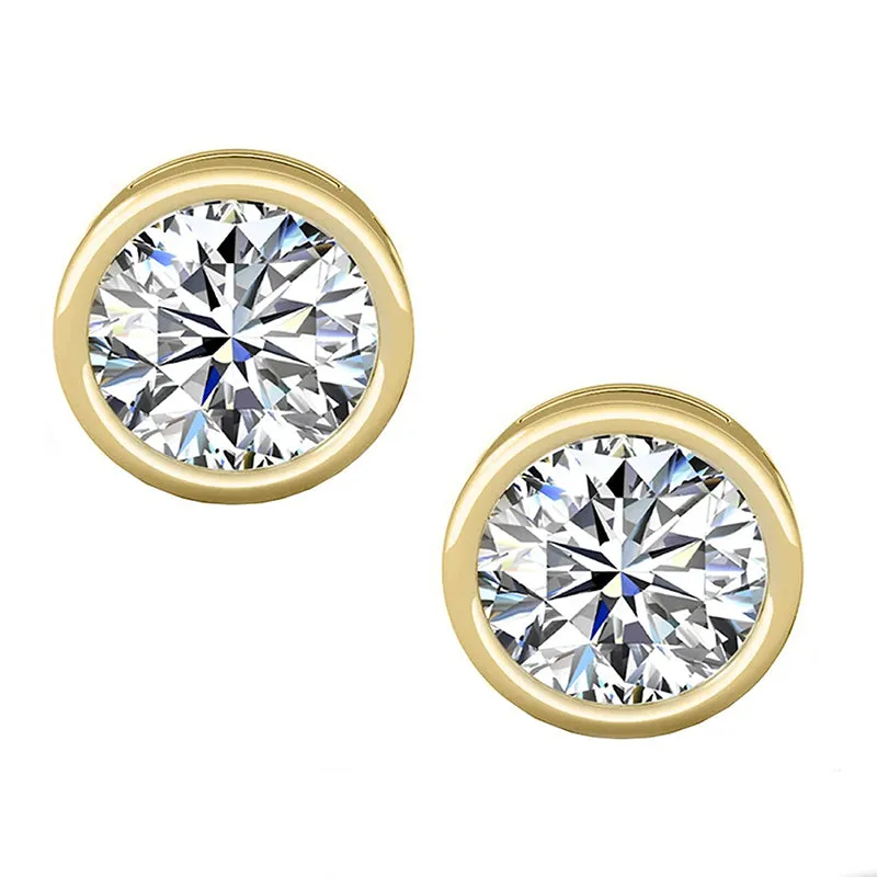 Round Cut Created White Diamond Stud Earrings