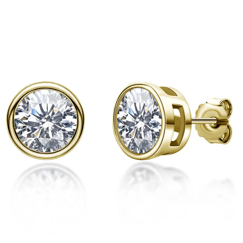 Round Cut Created White Diamond Stud Earrings